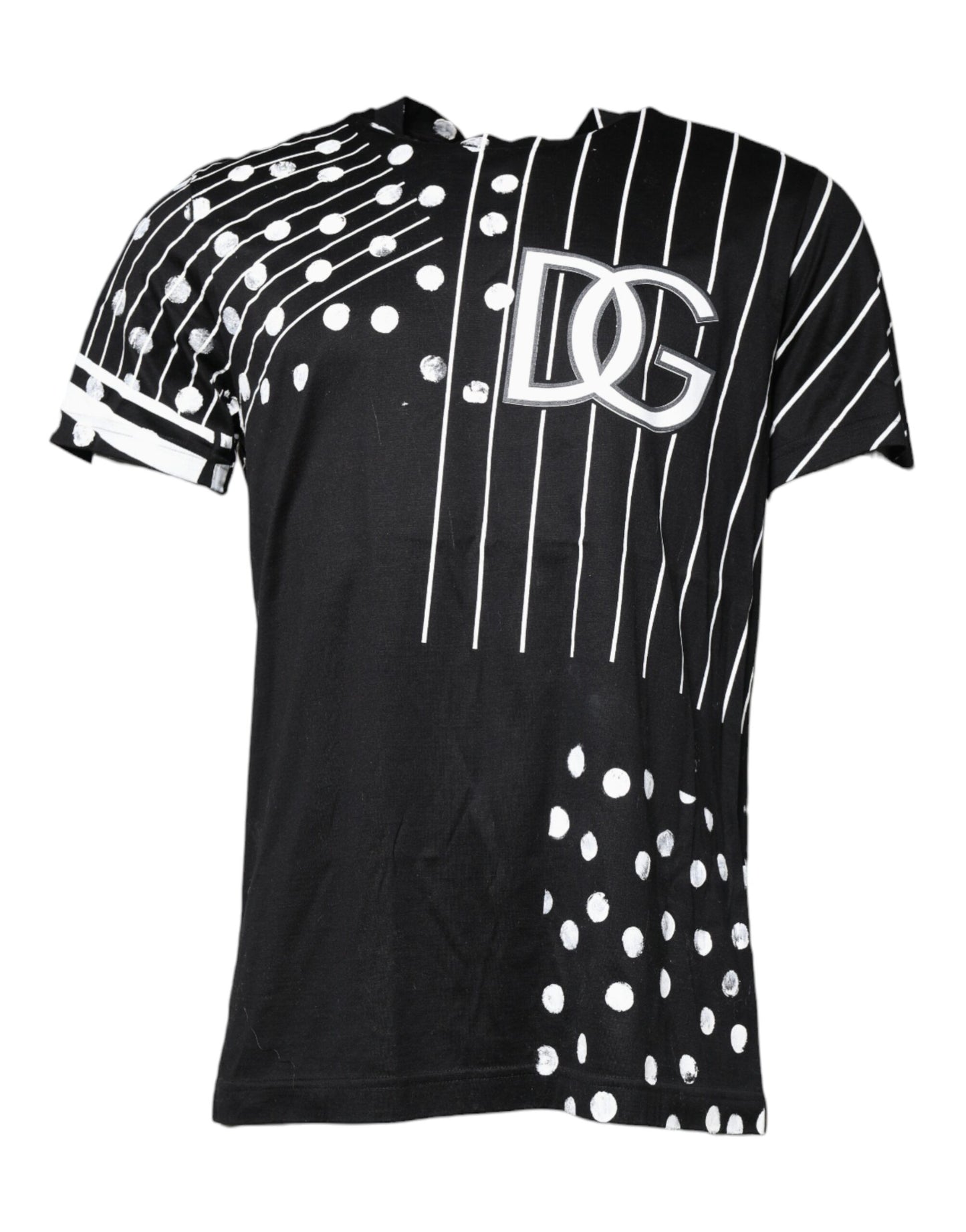 T-shirt en coton noir à pois et col rond de Dolce &amp; Gabbana