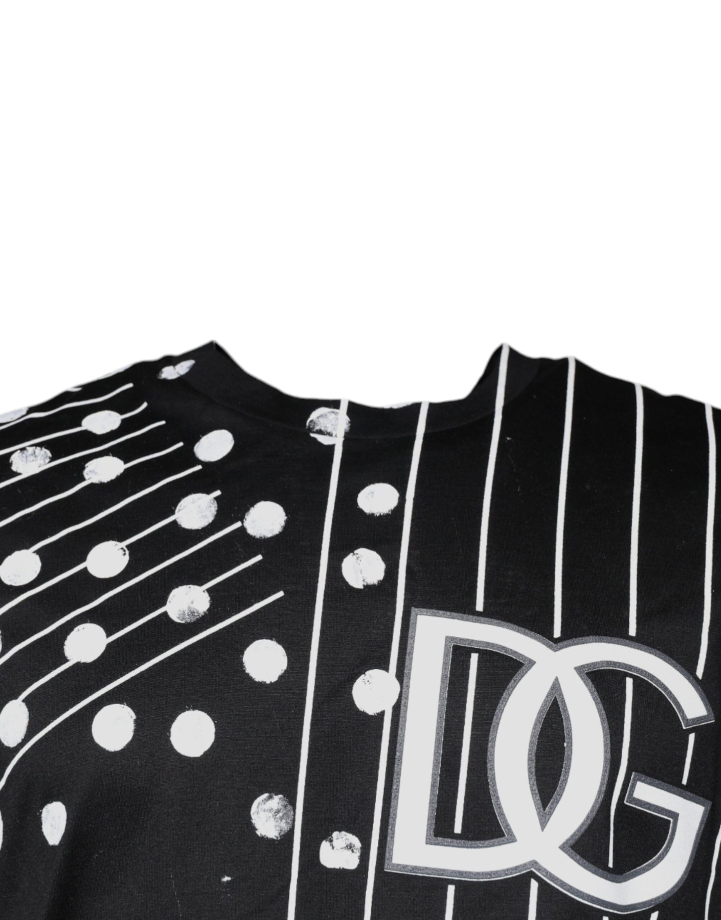 T-shirt en coton noir à pois et col rond de Dolce &amp; Gabbana