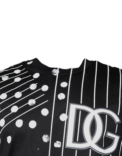 T-shirt en coton noir à pois et col rond de Dolce &amp; Gabbana