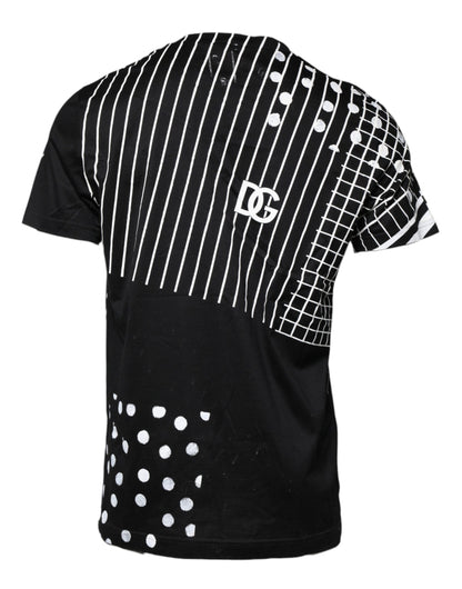 T-shirt en coton noir à pois et col rond de Dolce &amp; Gabbana