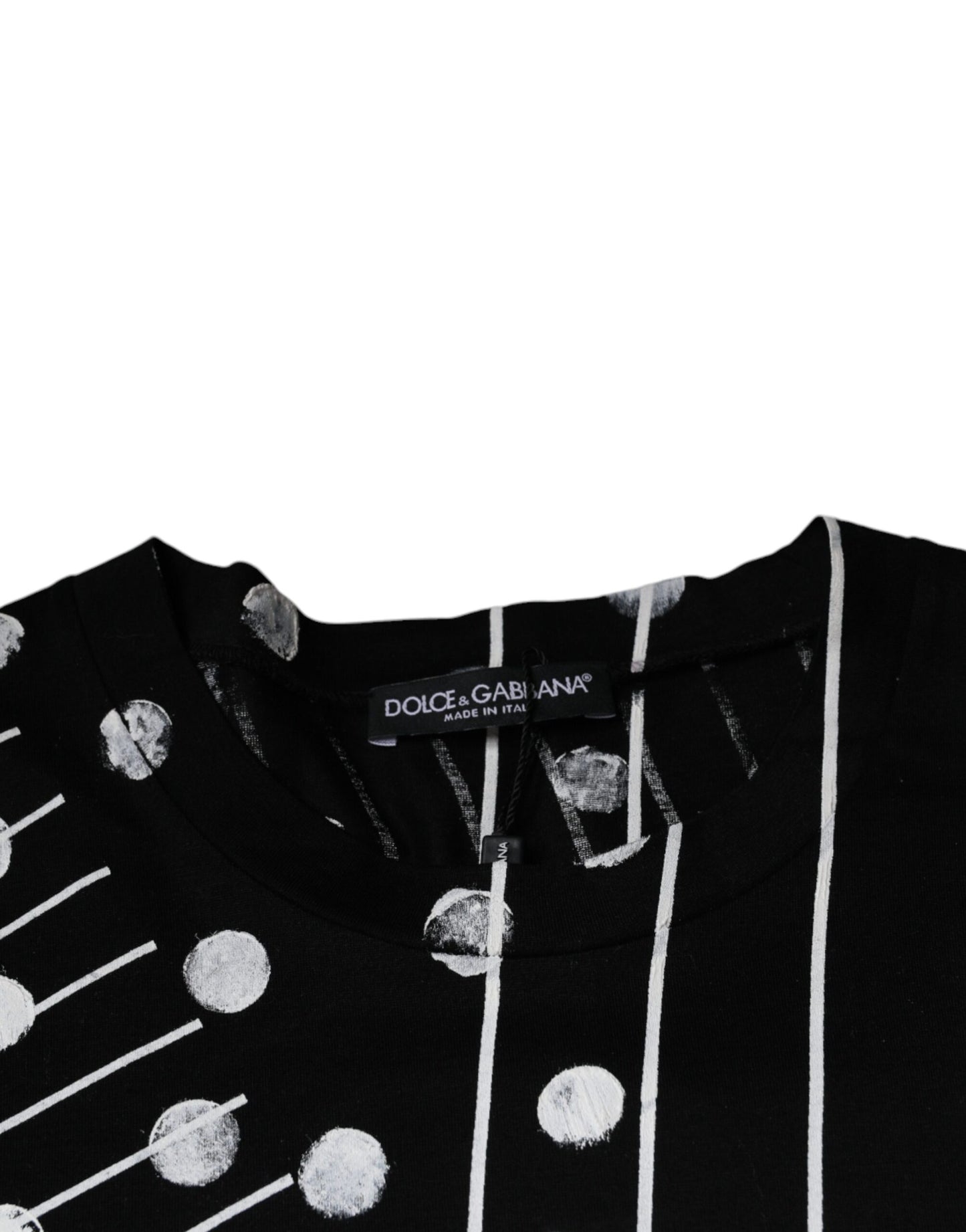 T-shirt en coton noir à pois et col rond de Dolce &amp; Gabbana