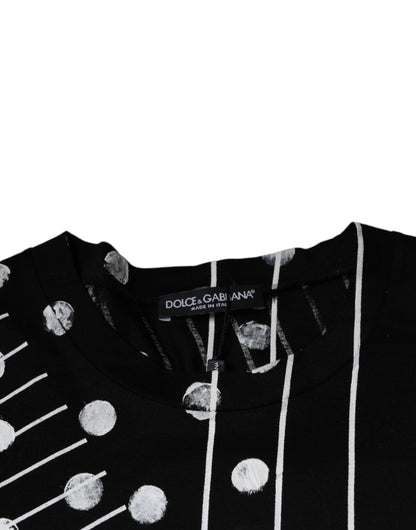 T-shirt en coton noir à pois et col rond de Dolce &amp; Gabbana