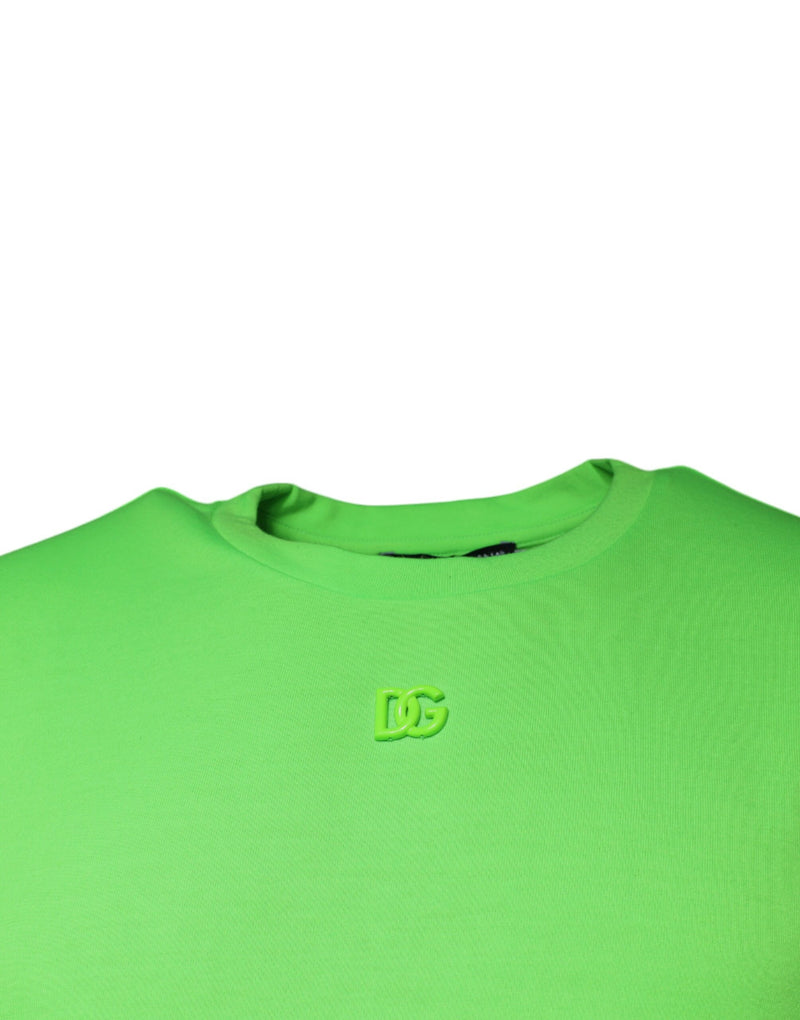 T-shirt à manches courtes Dolce &amp; Gabbana, col rond, logo vert.
