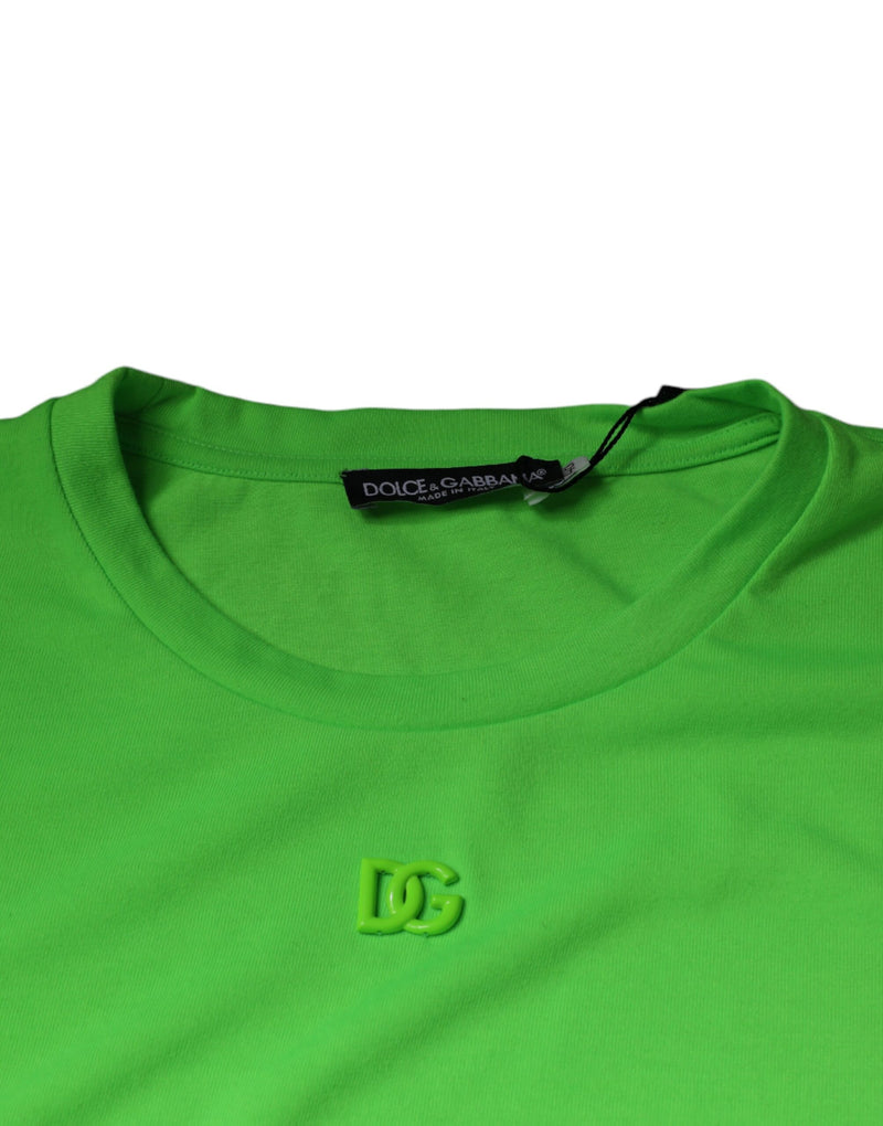 T-shirt à manches courtes Dolce &amp; Gabbana, col rond, logo vert.