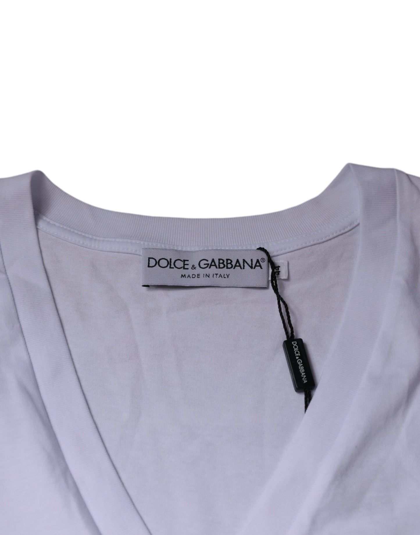 Dolce &amp; Gabbana wit logo katoenen T-shirt met V-hals en korte mouwen