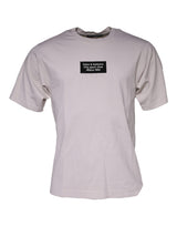 T-shirt à col rond en coton mélangé beige avec logo Dolce &amp; Gabbana