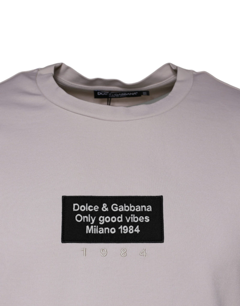 Dolce &amp; Gabbana beige logo crewneck T-shirt van gemengd katoen