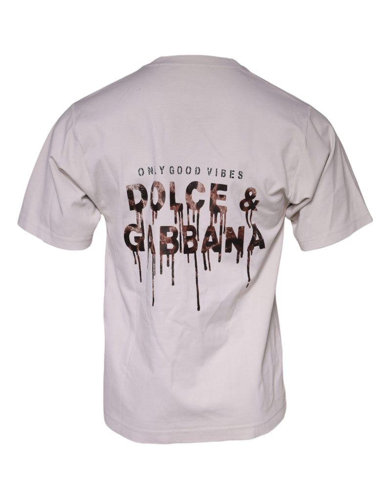 Dolce &amp; Gabbana beige logo crewneck T-shirt van gemengd katoen