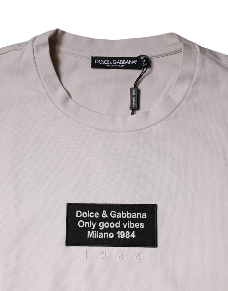 Dolce &amp; Gabbana beige logo crewneck T-shirt van gemengd katoen