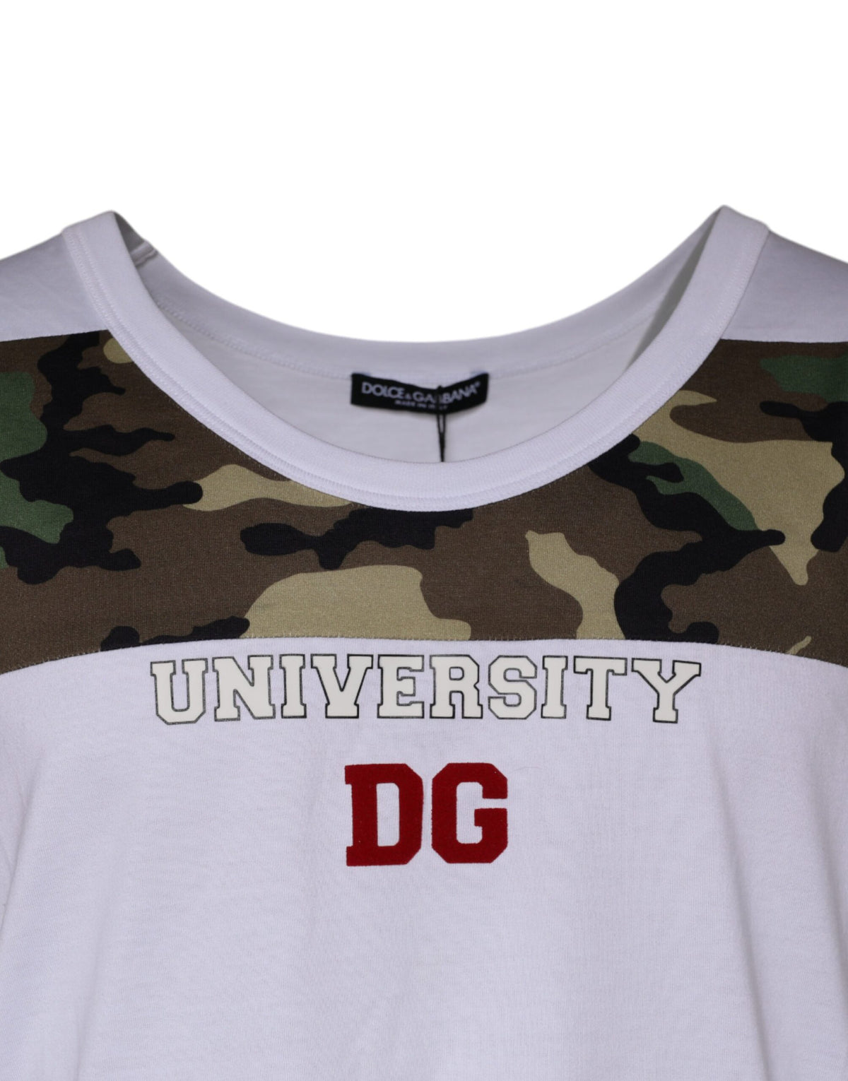 T-shirt blanc à motif camouflage sans manches de Dolce &amp; Gabbana