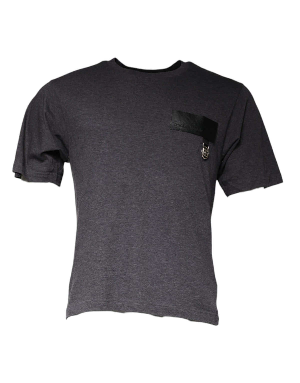 T-shirt en coton à col rond avec patch logo gris de Dolce &amp; Gabbana