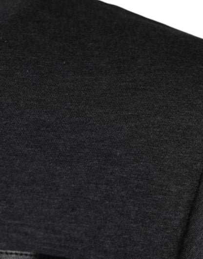 T-shirt en coton à col rond avec patch logo gris de Dolce &amp; Gabbana