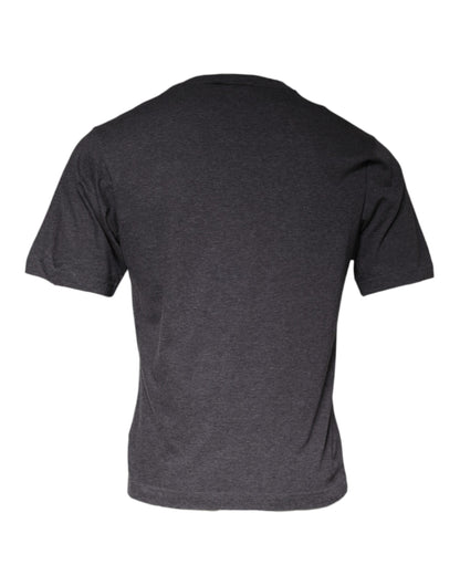 T-shirt en coton à col rond avec patch logo gris de Dolce &amp; Gabbana