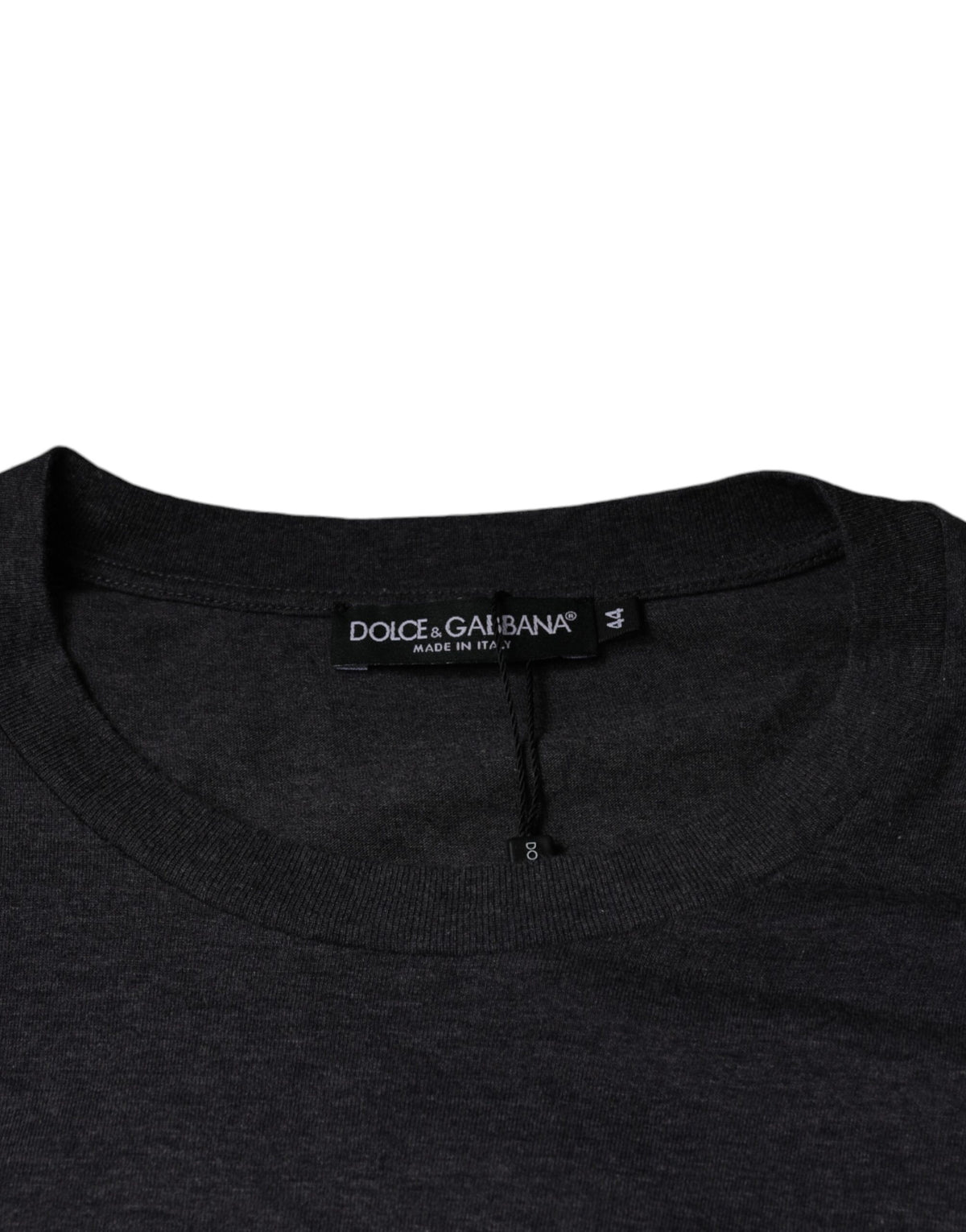 T-shirt en coton à col rond avec patch logo gris de Dolce &amp; Gabbana