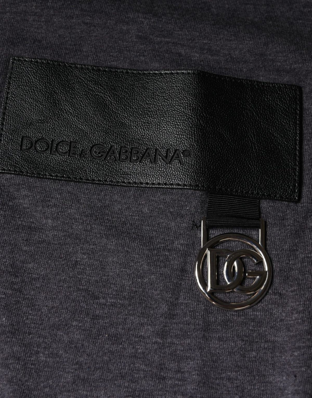 T-shirt en coton à col rond avec patch logo gris de Dolce &amp; Gabbana