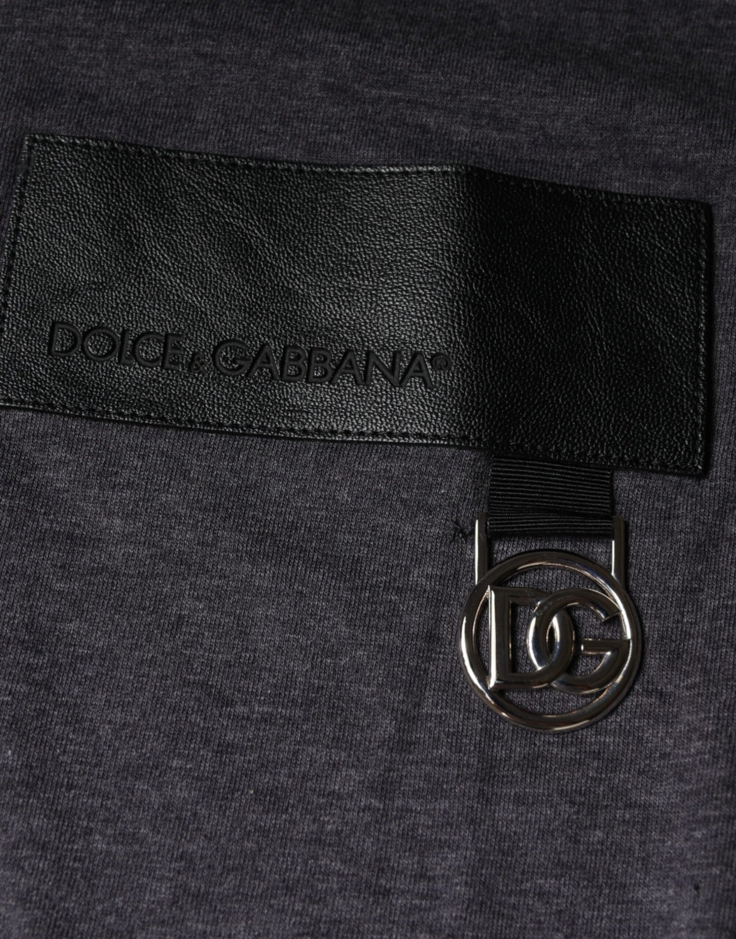 T-shirt en coton à col rond avec patch logo gris de Dolce &amp; Gabbana