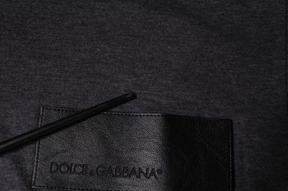 T-shirt en coton à col rond avec patch logo gris de Dolce &amp; Gabbana