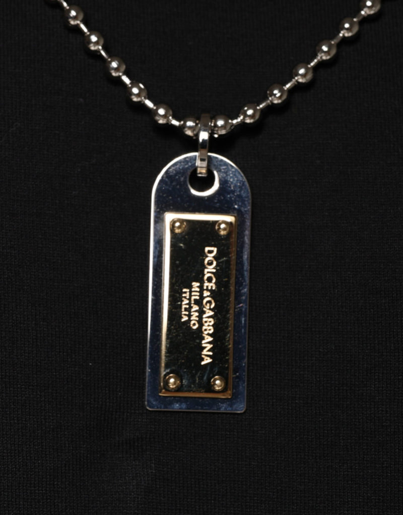 Dolce &amp; Gabbana zwart katoenen T-shirt met ketting en versieringen
