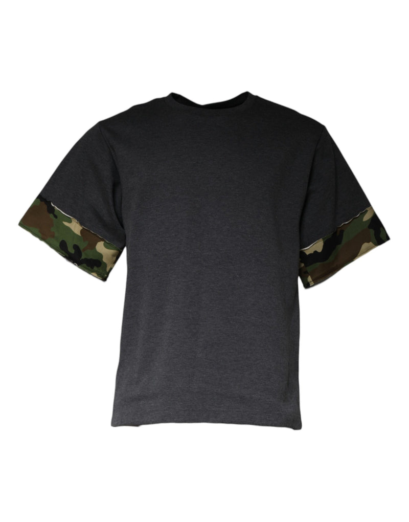 Dolce &amp; Gabbana donkergrijs camouflage T-shirt met ronde hals