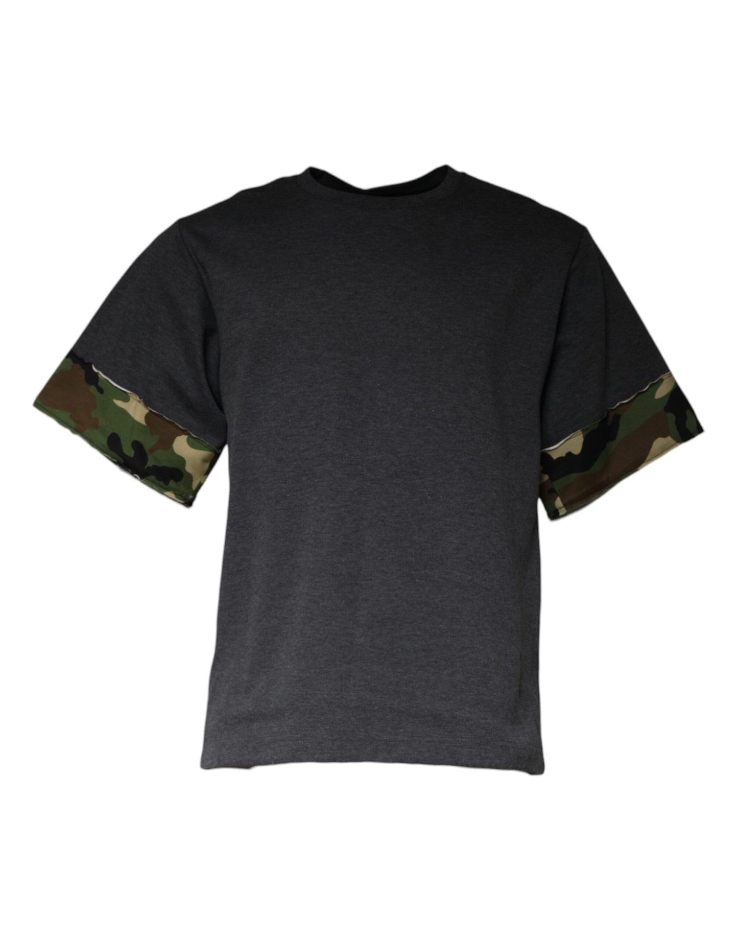 Dolce &amp; Gabbana donkergrijs camouflage T-shirt met ronde hals
