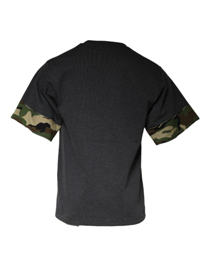 Dolce &amp; Gabbana donkergrijs camouflage T-shirt met ronde hals