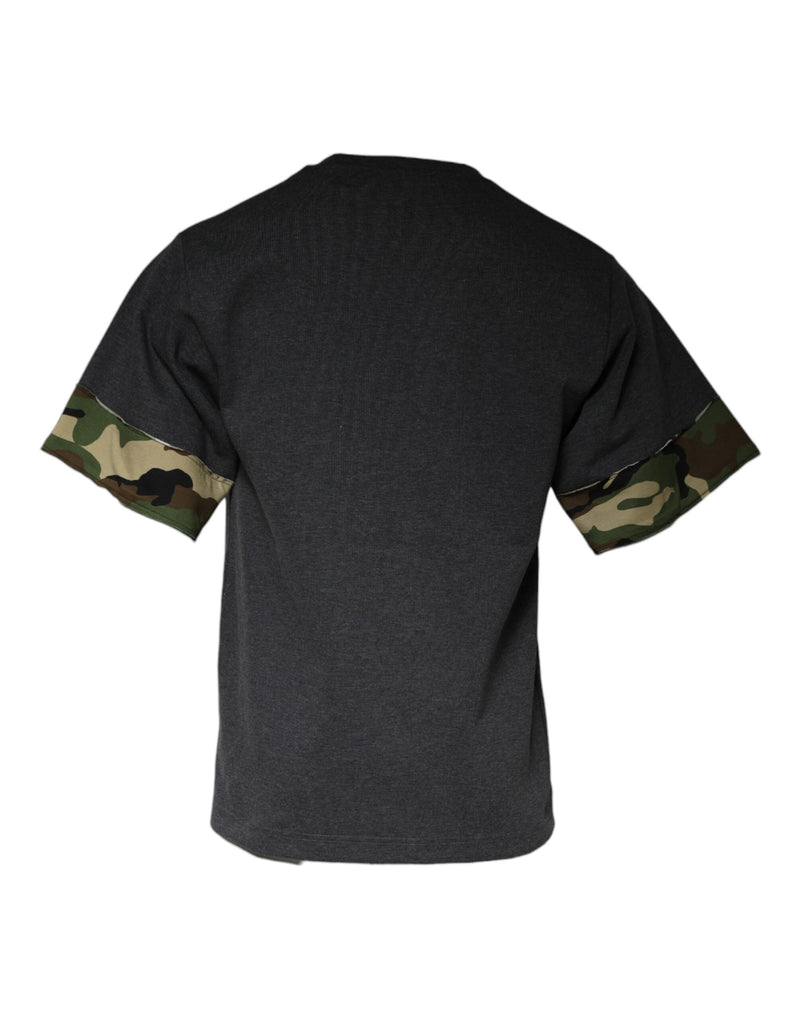 Dolce &amp; Gabbana donkergrijs camouflage T-shirt met ronde hals