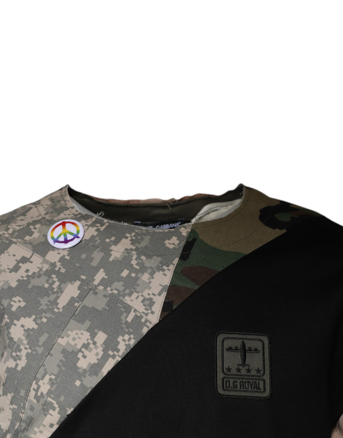 T-shirt à col rond en coton multicolore à motif camouflage de Dolce &amp; Gabbana
