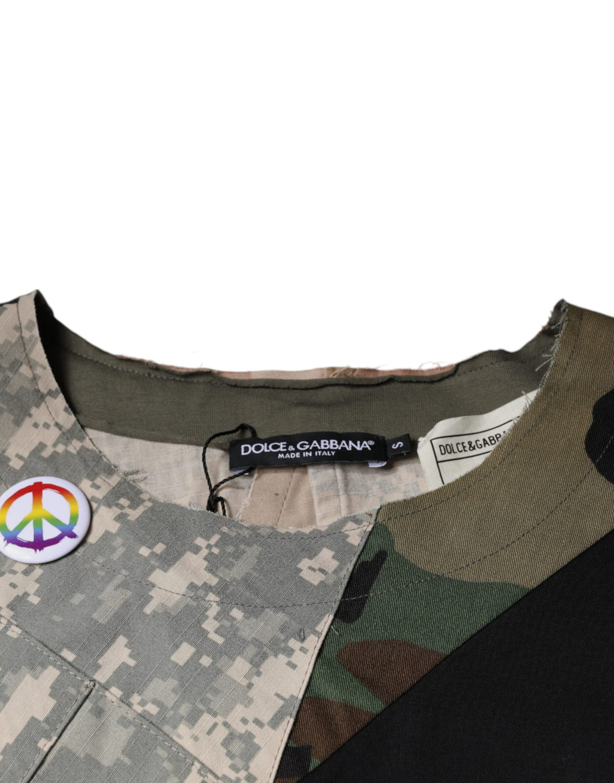 T-shirt à col rond en coton multicolore à motif camouflage de Dolce &amp; Gabbana