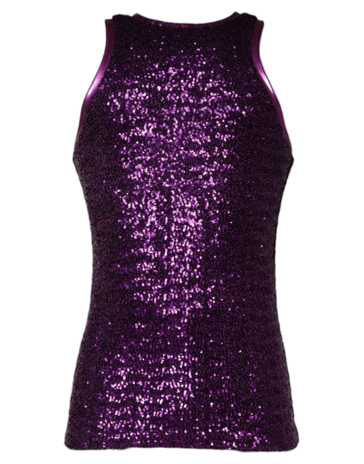 T-shirt violet sans manches à col rond et paillettes de Dolce &amp; Gabbana