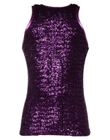 T-shirt violet sans manches à col rond et paillettes de Dolce &amp; Gabbana