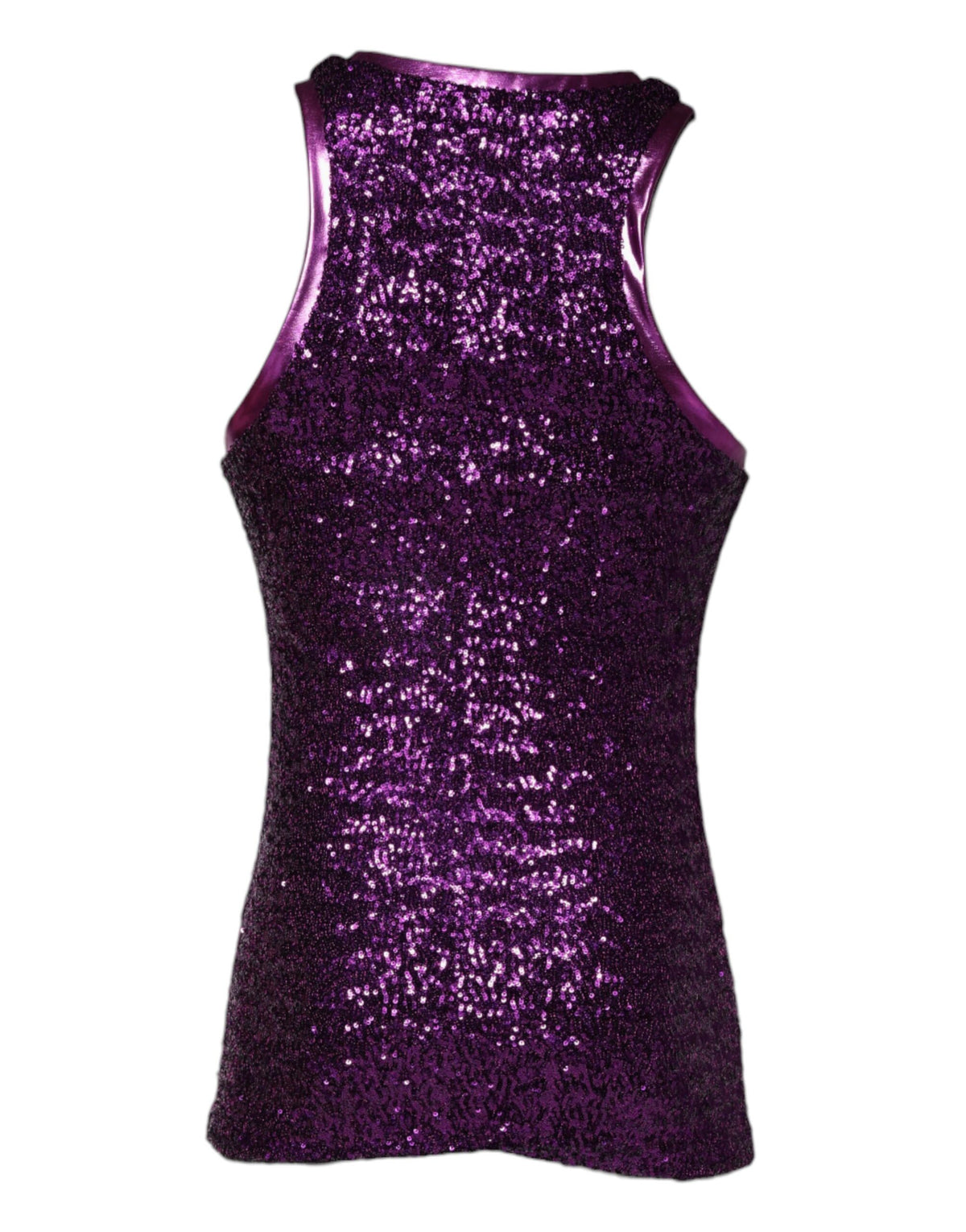 T-shirt violet sans manches à col rond et paillettes de Dolce &amp; Gabbana
