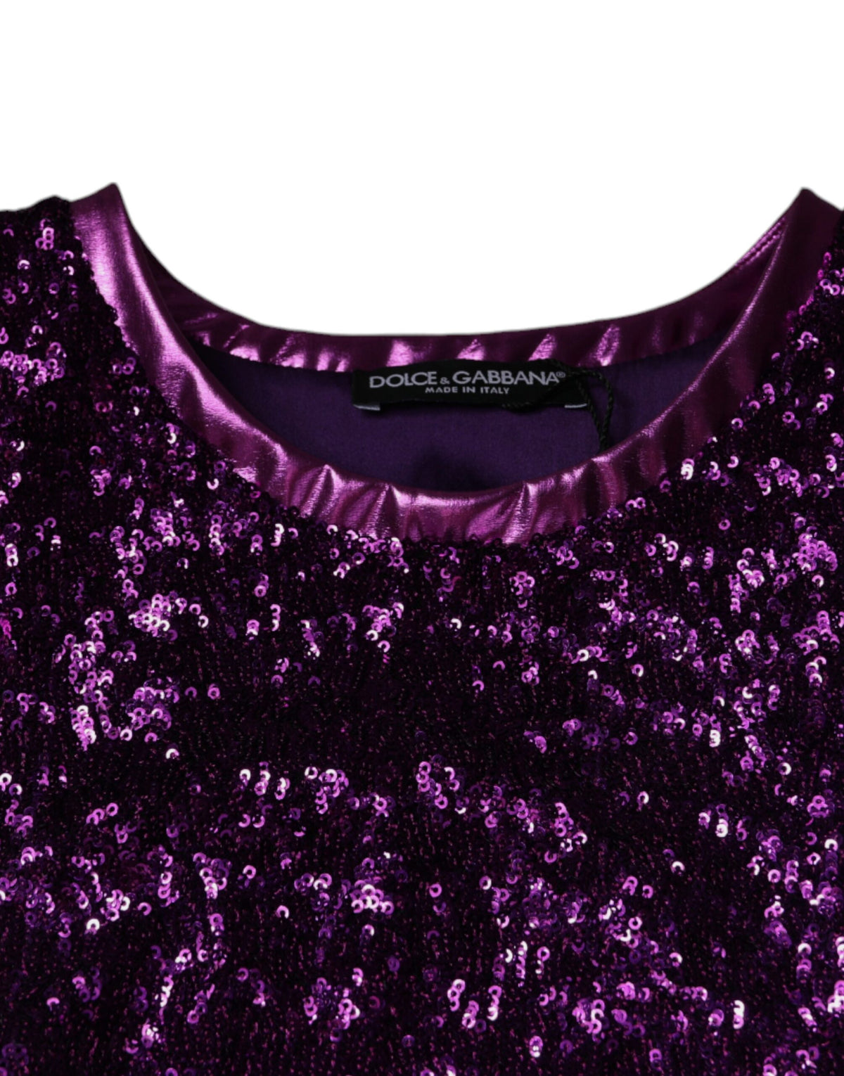 T-shirt violet sans manches à col rond et paillettes de Dolce &amp; Gabbana