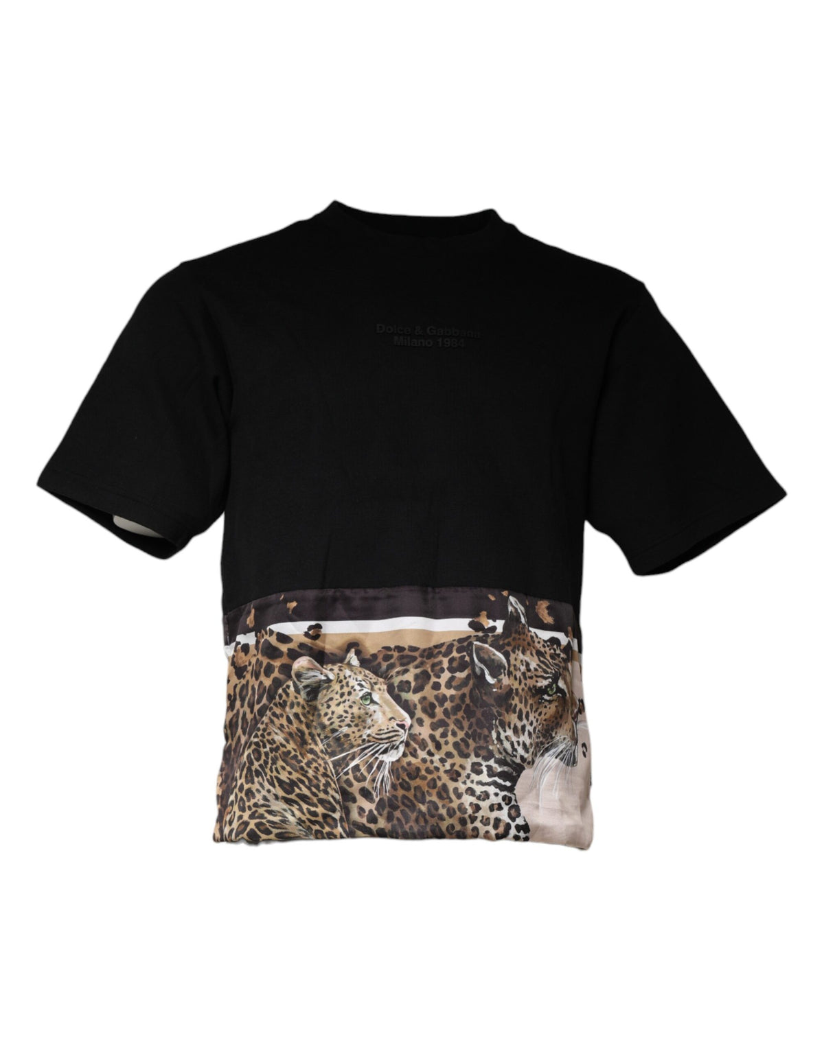T-shirt à manches courtes en coton noir à motif léopard de Dolce &amp; Gabbana