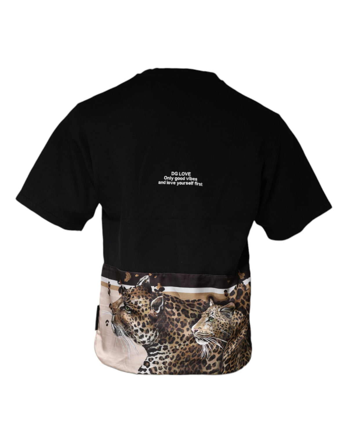 T-shirt à manches courtes en coton noir à motif léopard de Dolce &amp; Gabbana