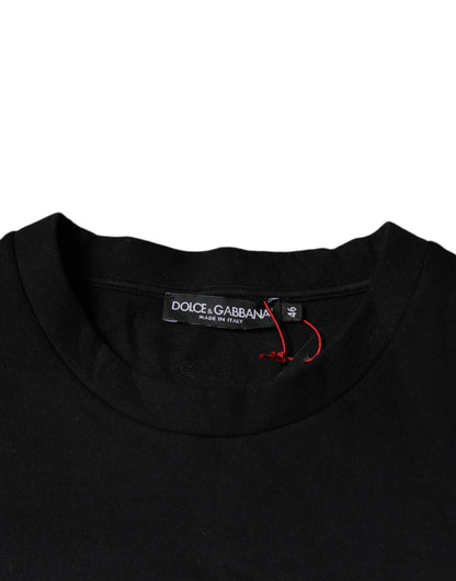 Dolce &amp; Gabbana zwart-leopard katoenen T-shirt met korte mouwen