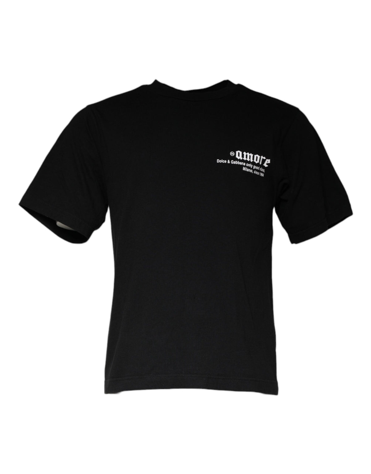 T-shirt en coton à col rond noir avec imprimé Amore de Dolce &amp; Gabbana