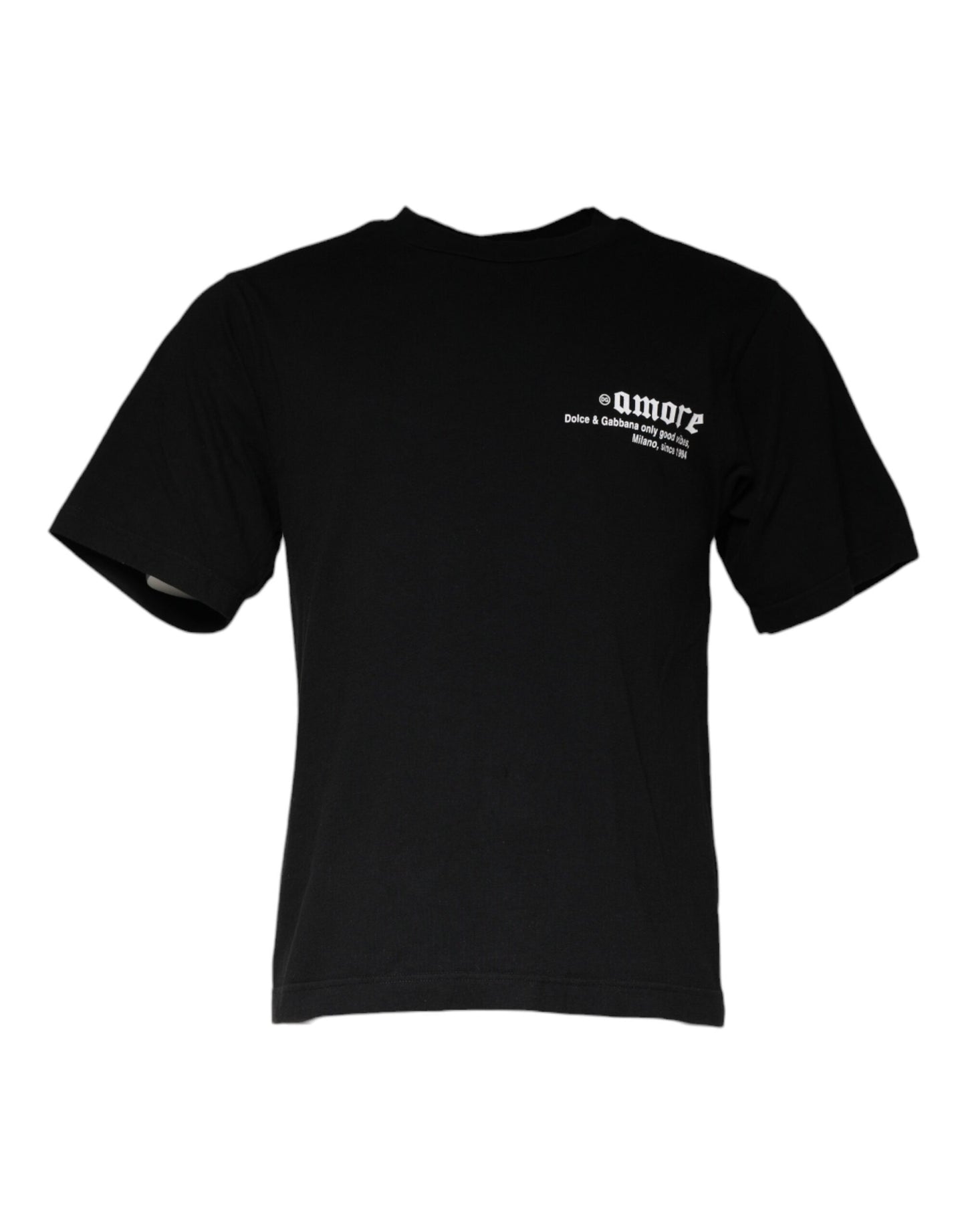 T-shirt en coton à col rond noir avec imprimé Amore de Dolce &amp; Gabbana