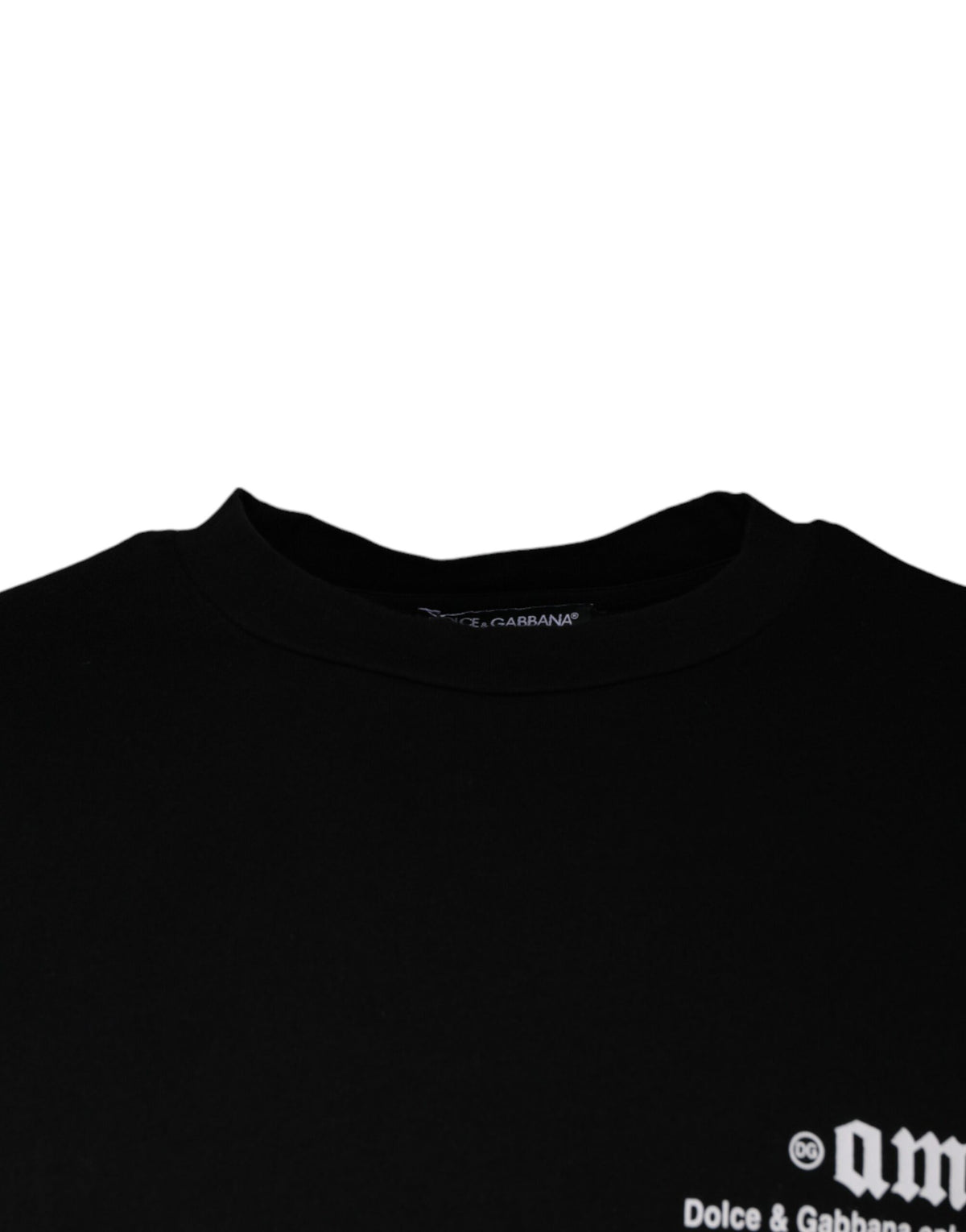 T-shirt en coton à col rond noir avec imprimé Amore de Dolce &amp; Gabbana