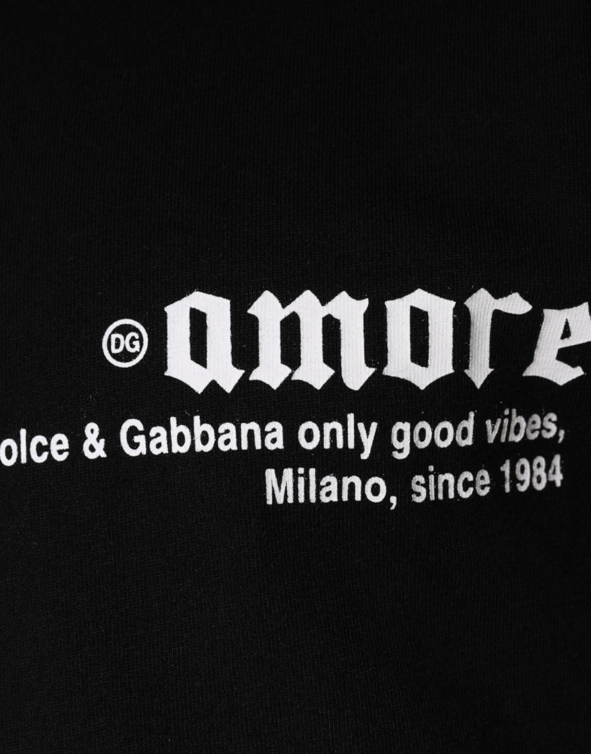 T-shirt en coton à col rond noir avec imprimé Amore de Dolce &amp; Gabbana