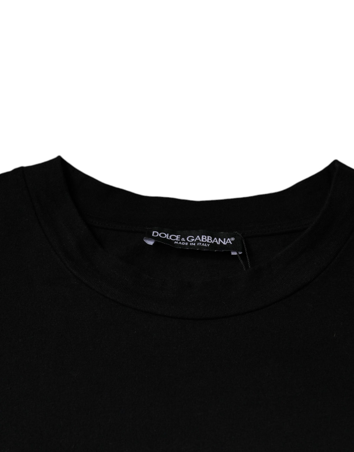 T-shirt en coton à col rond noir avec imprimé Amore de Dolce &amp; Gabbana