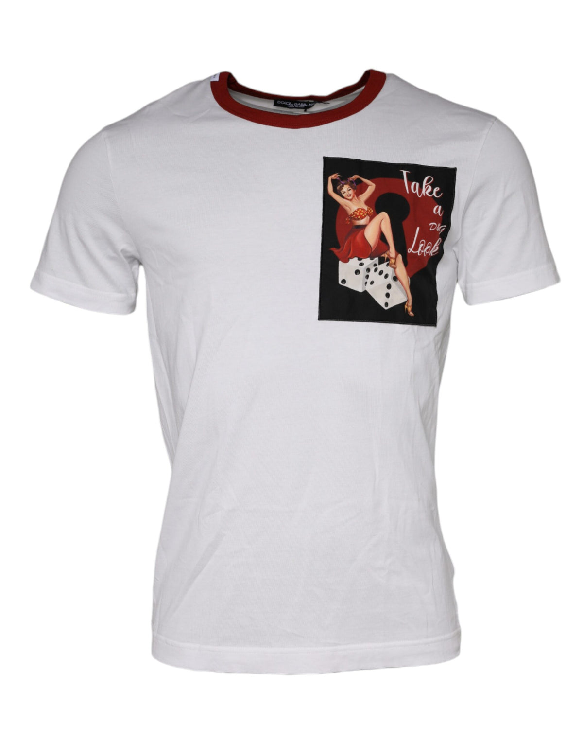 T-shirt en coton à col rond blanc avec imprimé graphique de Dolce &amp; Gabbana