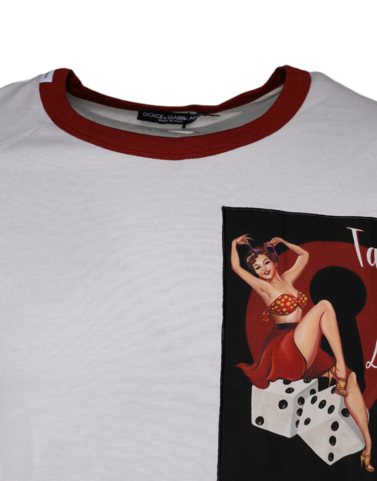 T-shirt en coton à col rond blanc avec imprimé graphique de Dolce &amp; Gabbana