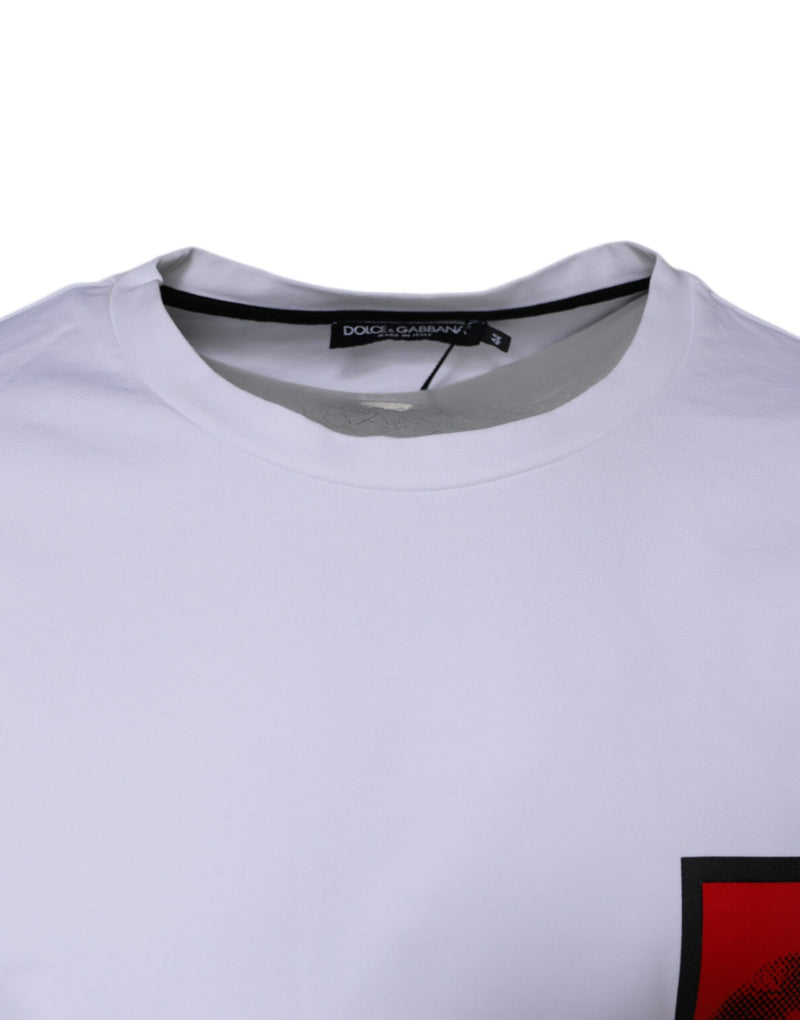 T-shirt en coton blanc Dolce &amp; Gabbana avec imprimé rouge lèvres
