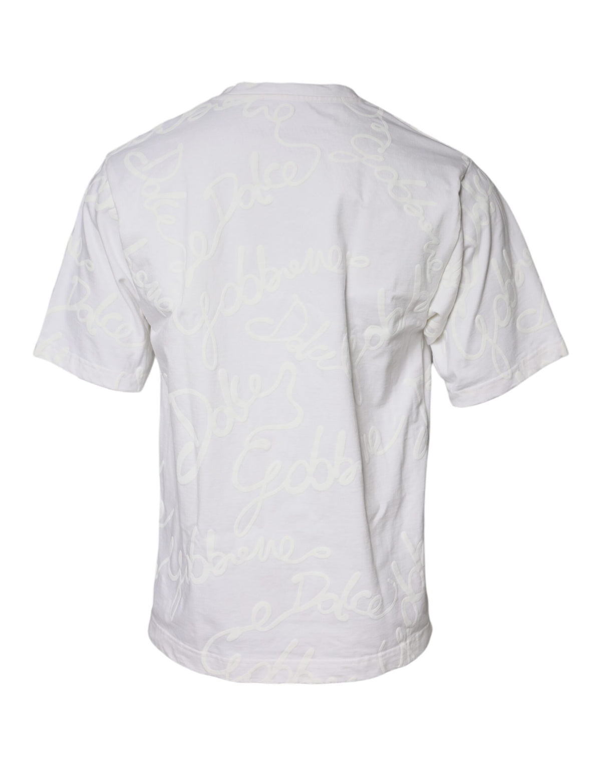 T-shirt en coton à col rond avec imprimé du logo blanc de Dolce &amp; Gabbana