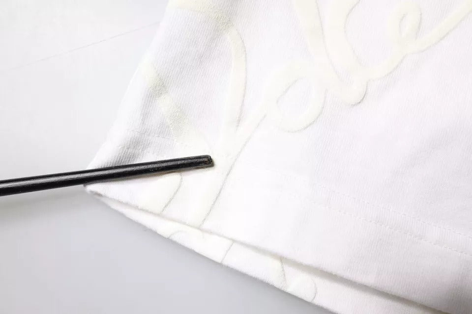 T-shirt en coton à col rond avec imprimé du logo blanc de Dolce &amp; Gabbana