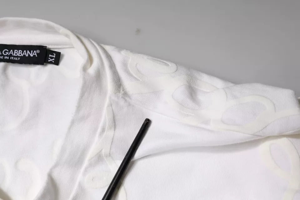 T-shirt en coton à col rond avec imprimé du logo blanc de Dolce &amp; Gabbana