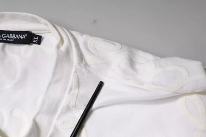T-shirt en coton à col rond avec imprimé du logo blanc de Dolce &amp; Gabbana