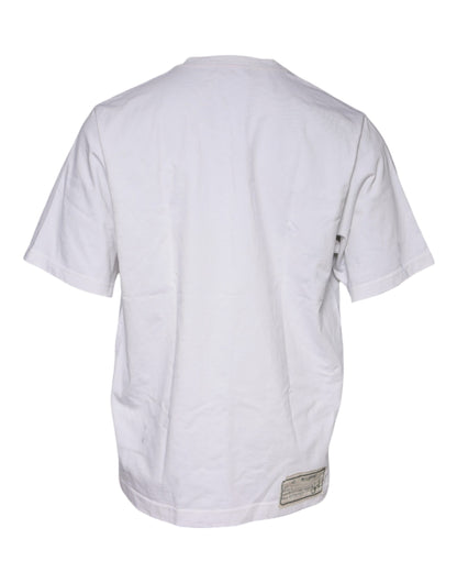 T-shirt Dolce &amp; Gabbana blanc en coton à col rond avec le slogan "Love &amp; Peace"