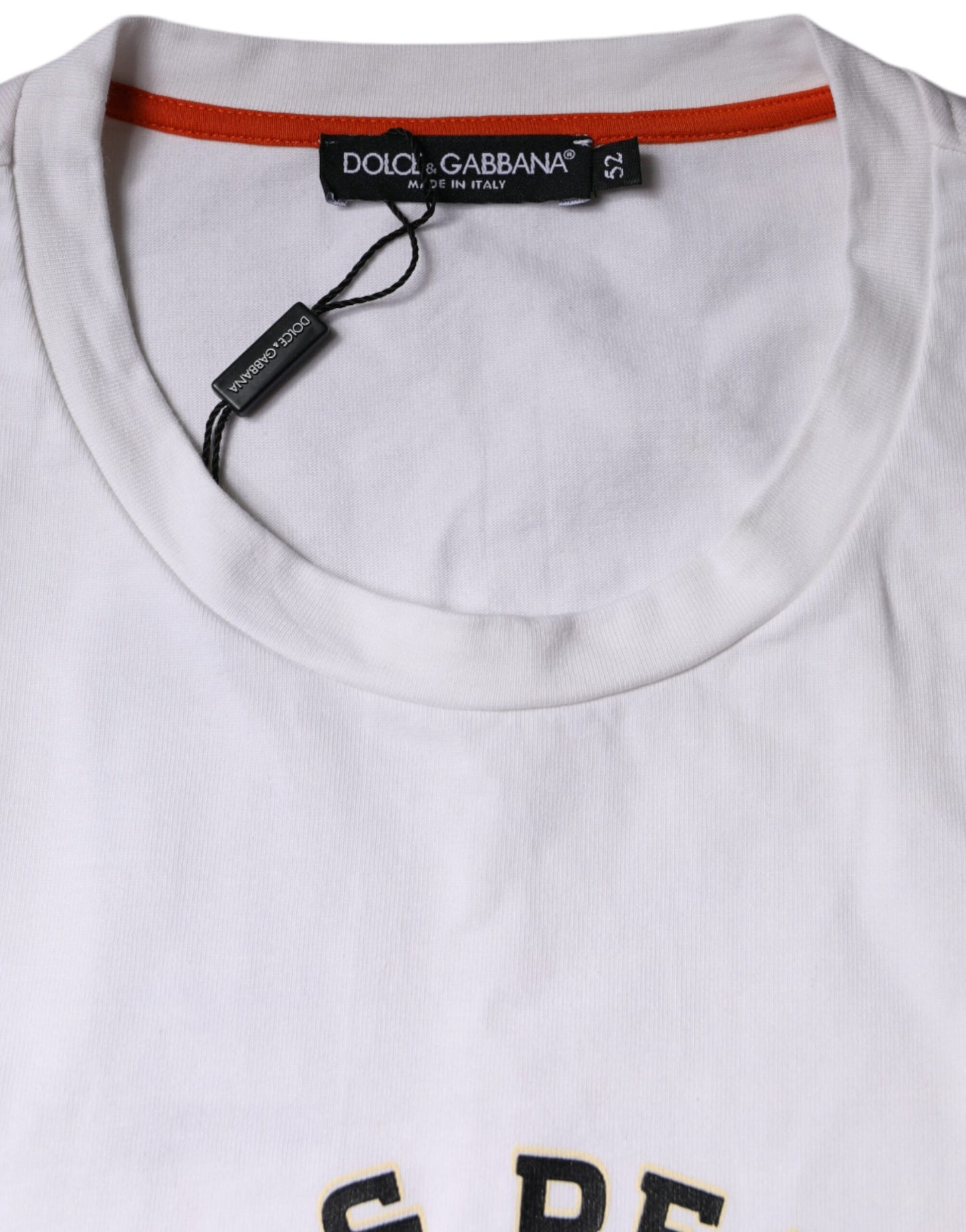 T-shirt Dolce &amp; Gabbana blanc en coton à col rond avec le slogan "Love &amp; Peace"