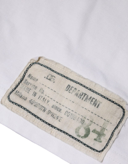 T-shirt Dolce &amp; Gabbana blanc en coton à col rond avec le slogan "Love &amp; Peace"